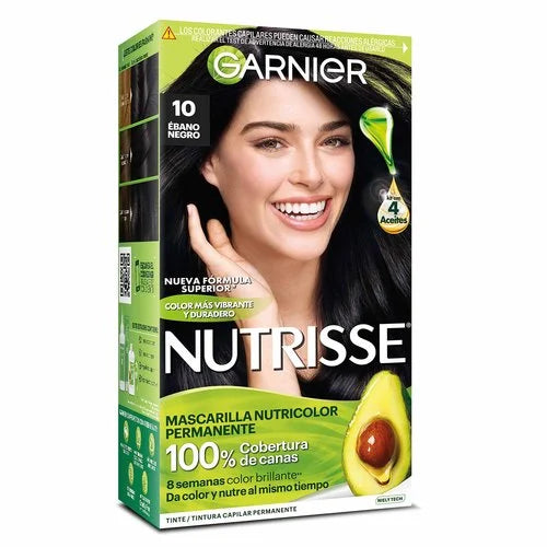 Garnier Nutrisse 3196 Tinte Ébano Negro Tono 10, Pack of 1