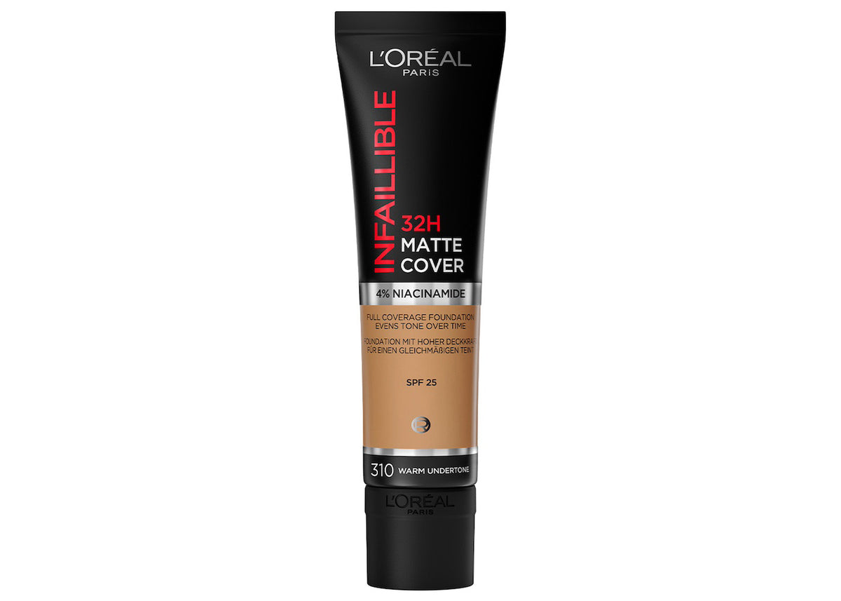 L'Oreal Paris, base de maquillaje de alta cobertura matte y larga duracion, Infallible 32h Matte Cover, Tono 310
