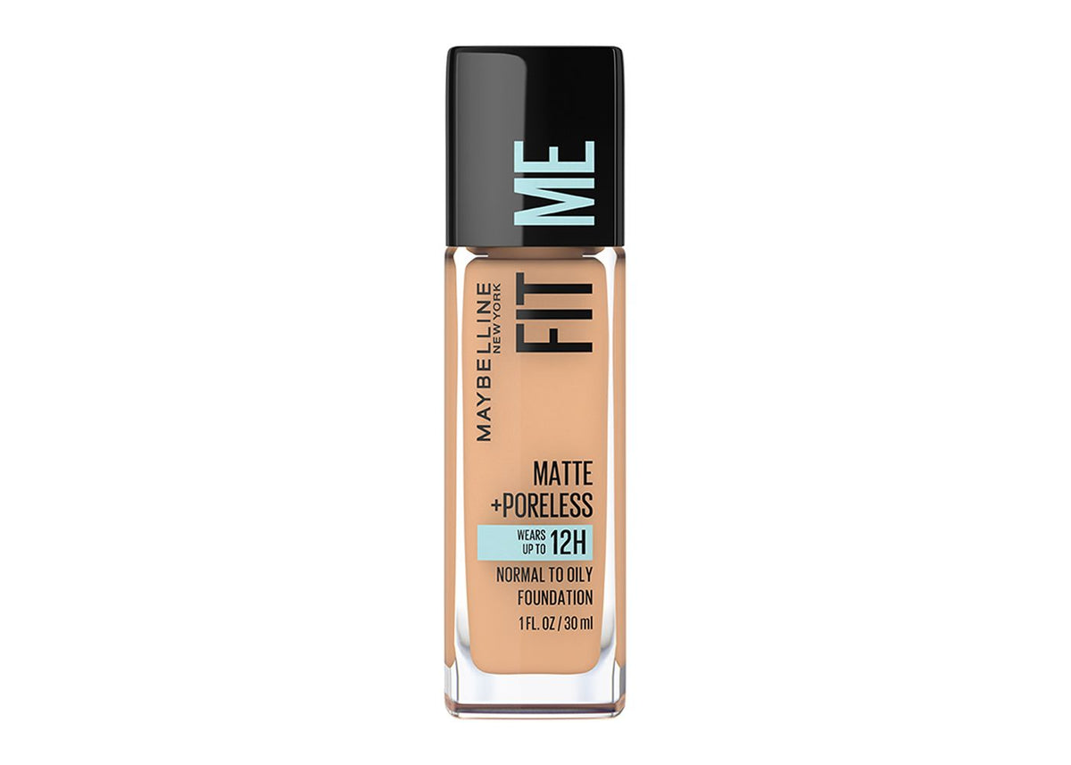MAYBELLINE Base de Maquillaje Fit Me Matte + Poreless, Classic Beige , 30 ml, matifica y controla el brillo, se adapta al tono y la textura de la piel, tiene FPS 22, piel sin poros
