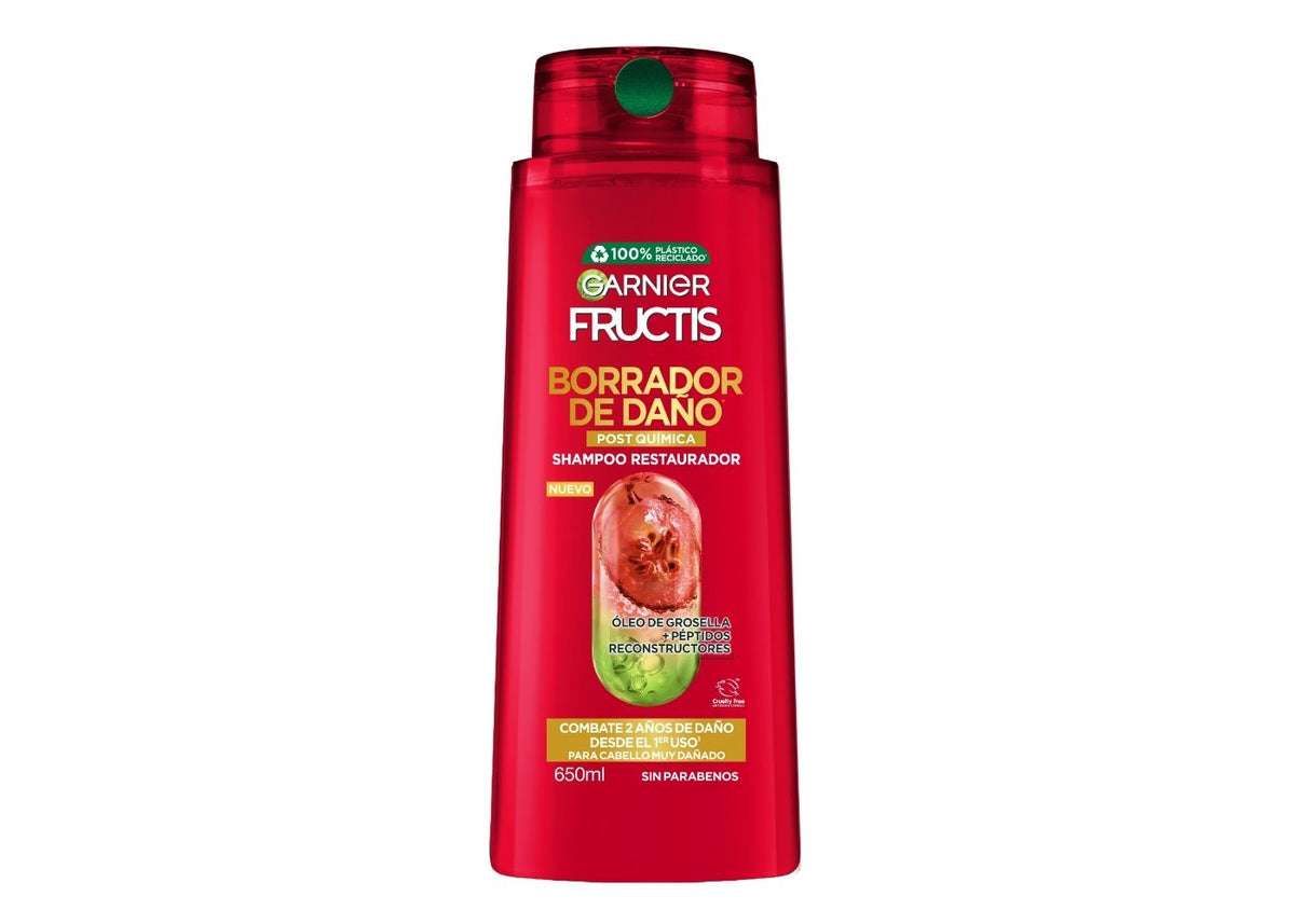 Garnier Fructis Shampoo Borrador de Dano Post Quimica, 650 ml